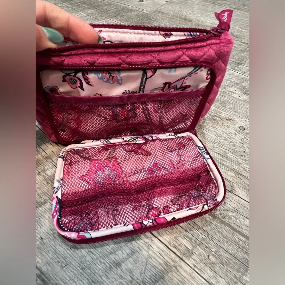 Vera Bradley Quilted Velvet Cosmetic Bag in Raspberry